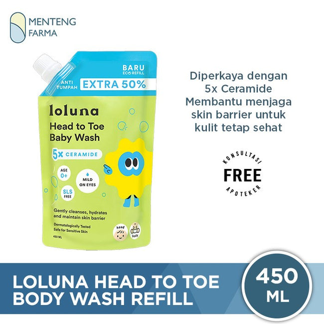 Loluna Head to Toe Baby Wash 450 mL - Sabun Bayi Newborn 5x Ceramide