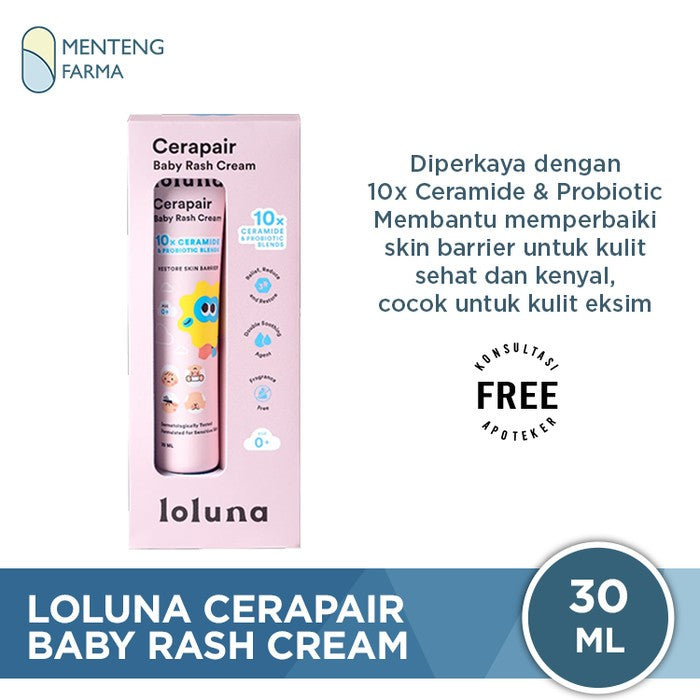 Loluna Cerapair Baby Rash Cream 30 mL - Krim Bayi Ruam, Iritasi, dan Gigitan Serangga