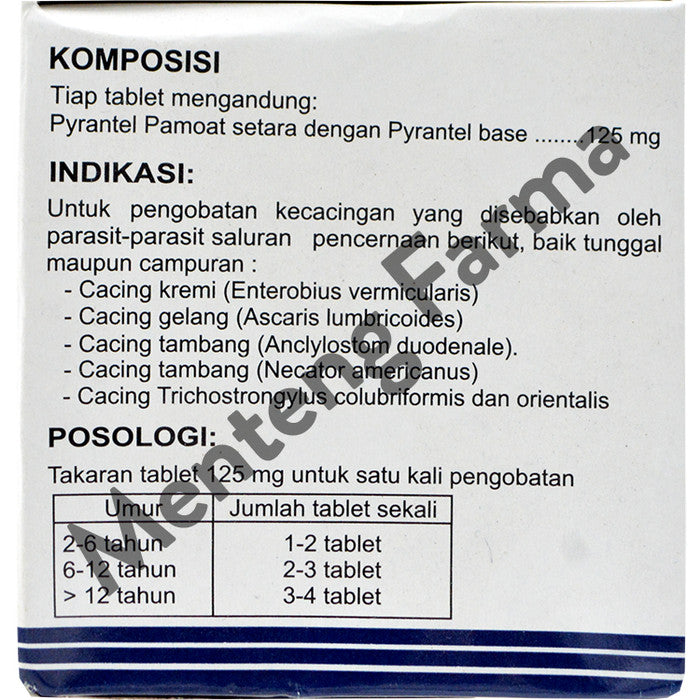 Pyrantel 125 mg 4 Kapsul - Membantu Mengatasi Cacingan - Menteng Farma