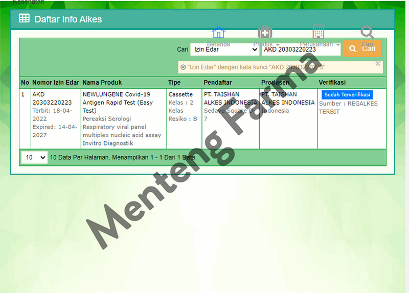 Alat Test Antigen Clungene 1 Box 25 Set | Clungene Alat Test Antigen