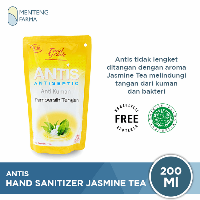 Antis Pouch Refill Jasmine Tea 200 mL - Pembersih Tangan Anti Kuman