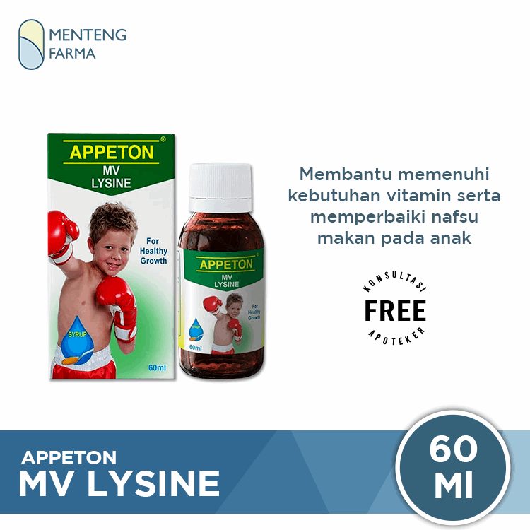 Appeton Lysine Syrup 60 mL - Multivitamin Penambah Nafsu Makan