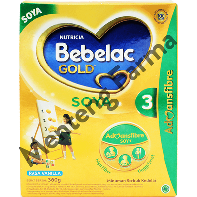 Bebelac Gold Soya 3 Vanila Formula Susu Bubuk Soya 360 Gr
