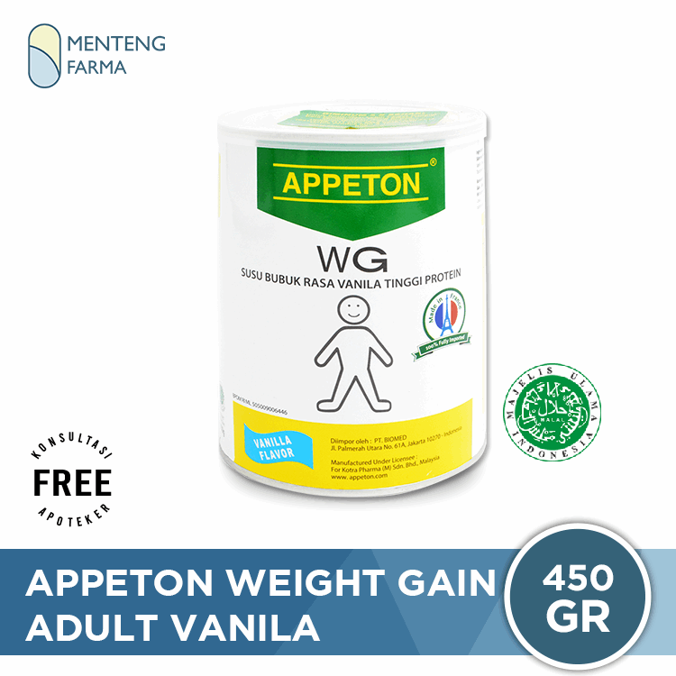 Appeton Weight Gain Adult Vanilla 450 gr - Susu Tinggi Protein Penambah Berat Badan