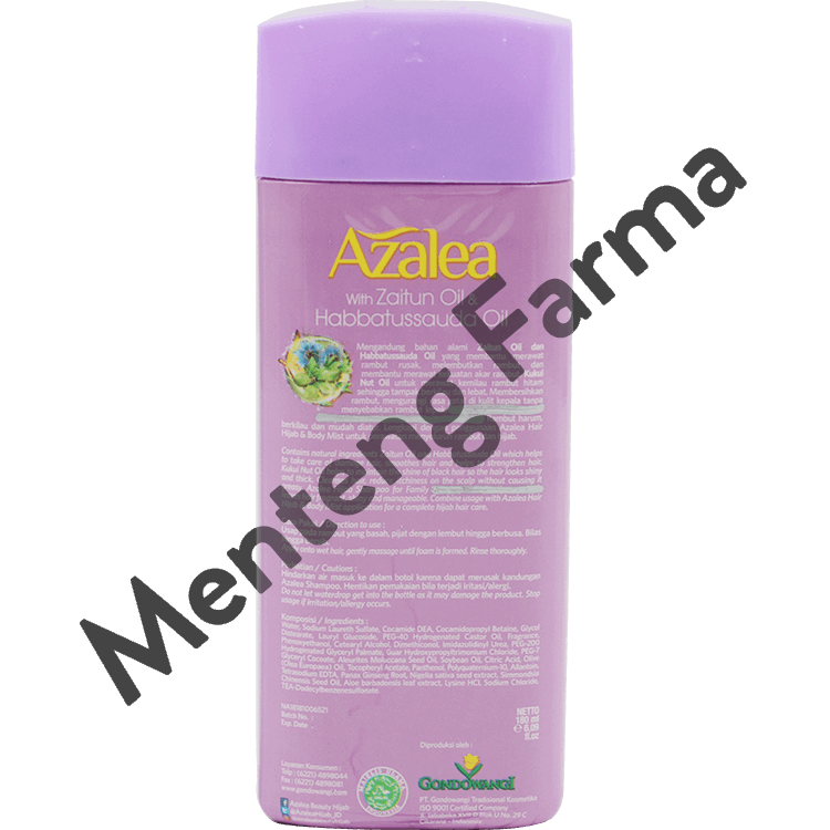 Azalea Hijab Shampoo With Zaitun Oil And Habbatussauda Oil 180 ML - Perawatan Rambut Rusak