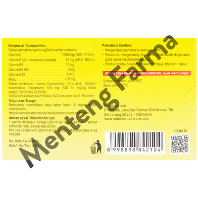 Sido Muncul Vitamin C 1000mg Lemon 6 Sachet - Minuman Serbuk Vit C Jaga Daya Tahan Tubuh