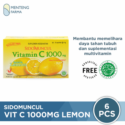 Sido Muncul Vitamin C 1000mg Lemon 6 Sachet - Minuman Serbuk Vit C Jaga Daya Tahan Tubuh