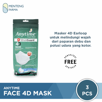 Anytime Convex Masker 4D Isi 3 Pcs - Masker Convex Anytime Earloop