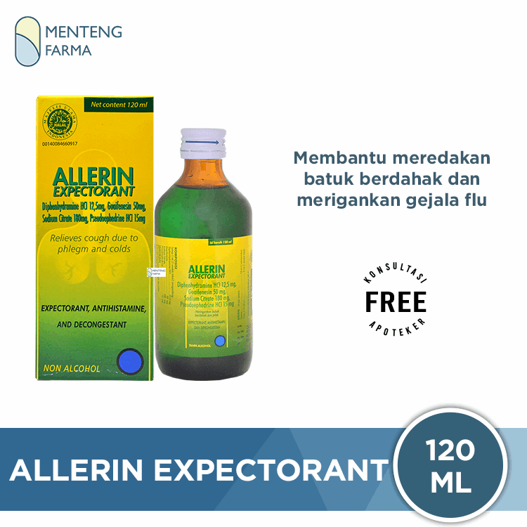 Allerin Expectoran Sirup 120 mL - Obat Batuk dan Pilek