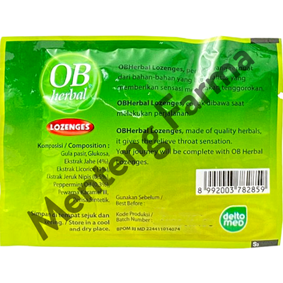 Permen OB Herbal Lozenges Mint - Permen Pelega Tenggorokan - Menteng Farma