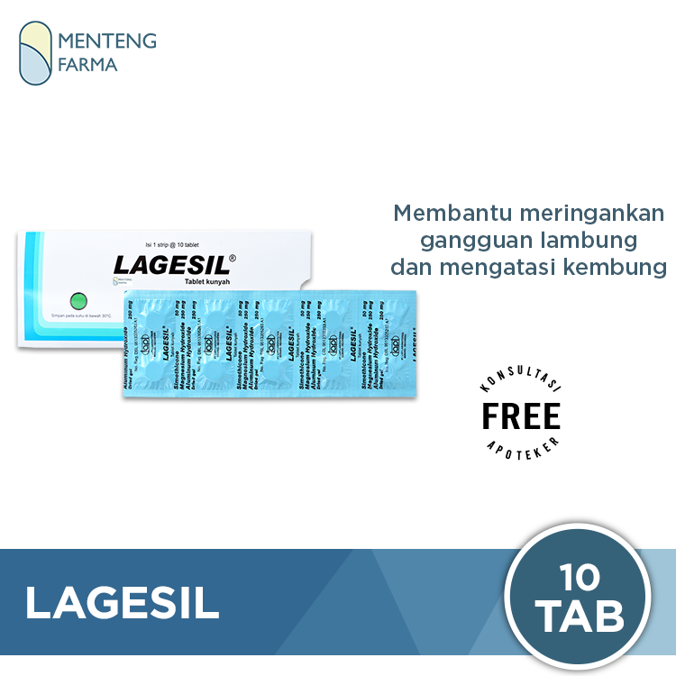 Lagesil 10 Tablet - Obat Tukak Lambung, Gastritis dan Kembung - Menteng Farma