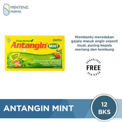 Antangin Mint 12 Sachet - Sirup Masuk Angin, Meriang, Mual, Pusing - Menteng Farma