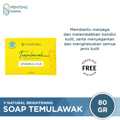 V Natural Brightening Soap Temulawak - Sabun Pencerah Kulit Wajah - Menteng Farma