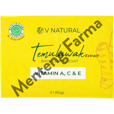 V Natural Brightening Soap Temulawak - Sabun Pencerah Kulit Wajah - Menteng Farma