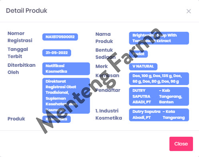 V Natural Brightening Soap Temulawak - Sabun Pencerah Kulit Wajah - Menteng Farma