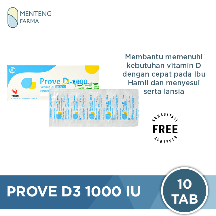 Prove Vitamin D3-1000 IU Strip 10 Tablet - Memenuhi Kebutuhan Vitamin D - Menteng Farma