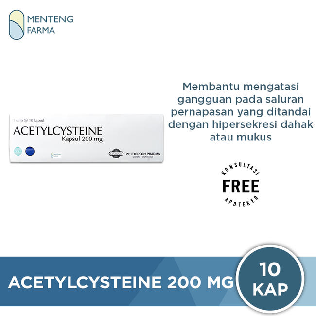 Acetylcysteine 200 mg 10 Kapsul - Obat Pengencer Dahak - Menteng Farma