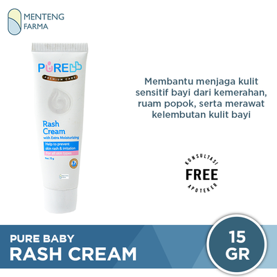 Pure Baby Rash Cream 15 Gram - Krim Pereda Gatal Ruam Popok - Menteng Farma