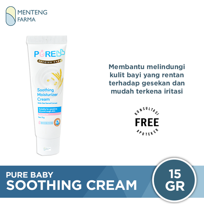 Pure Baby Soothing Moisturizer Cream 15 Gram - Krim Pelembab Kulit Bayi - Menteng Farma