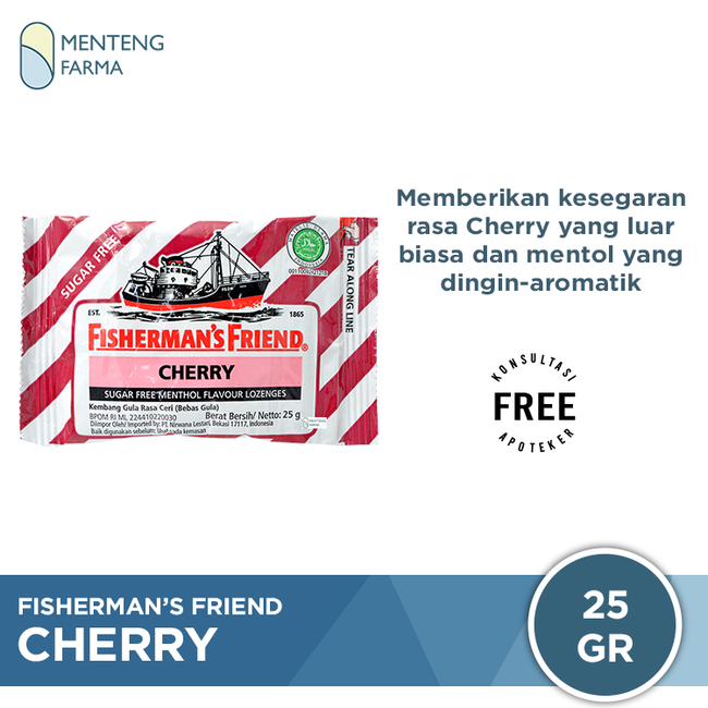 Fisherman's Friend Cherry Sugar Free - Permen Pelega Tenggorokan - Menteng Farma