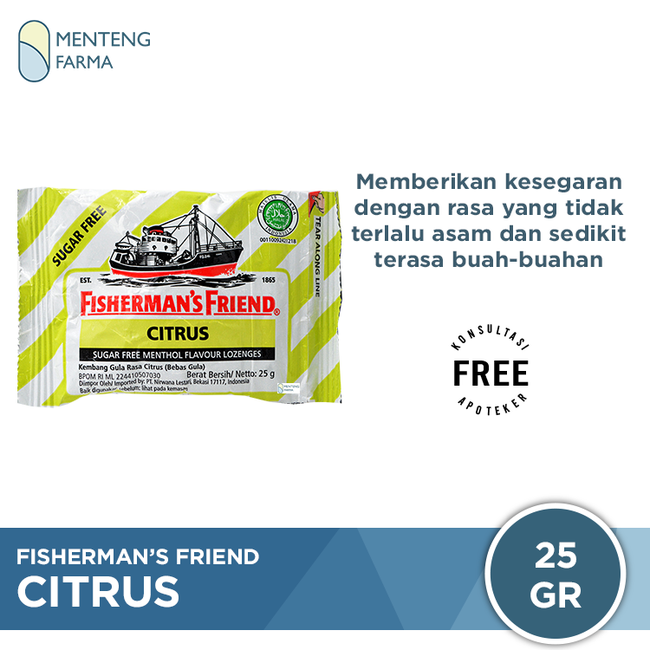 Fisherman's Friend Citrus Sugar Free - Permen Pereda Tenggorokan - Menteng Farma