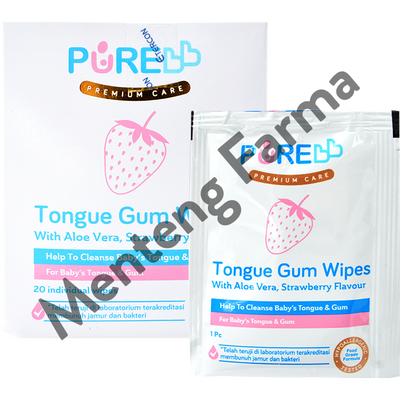 Pure Baby Tongue Gum Wipes Strawberry 20 Sheets - Tisu Basah Lidah dan Gusi Bayi - Menteng Farma