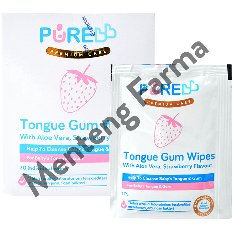 Pure Baby Tongue Gum Wipes Strawberry 20 Sheets - Tisu Basah Lidah dan Gusi Bayi - Menteng Farma