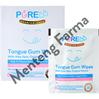 Pure Baby Tongue Gum Wipes Original 20 Sheets - Tisu Basah Lidah dan Gusi Bayi - Menteng Farma