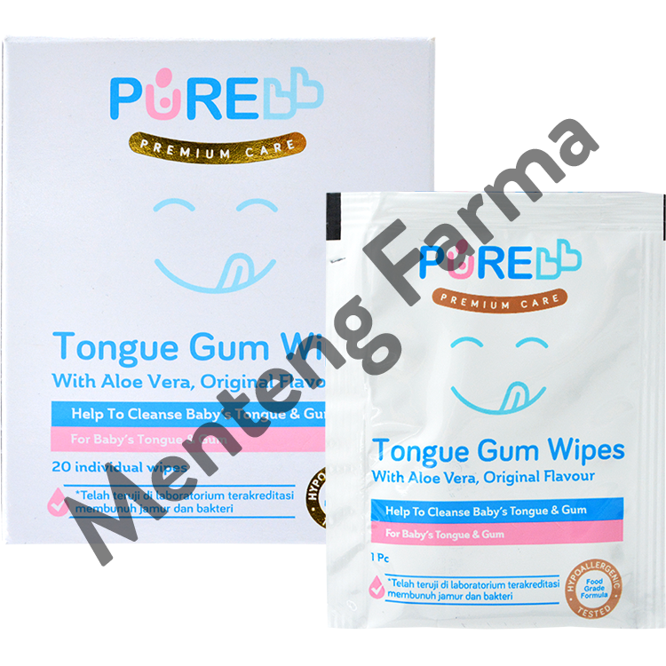 Pure Baby Tongue Gum Wipes Original 20 Sheets - Tisu Basah Lidah dan Gusi Bayi - Menteng Farma