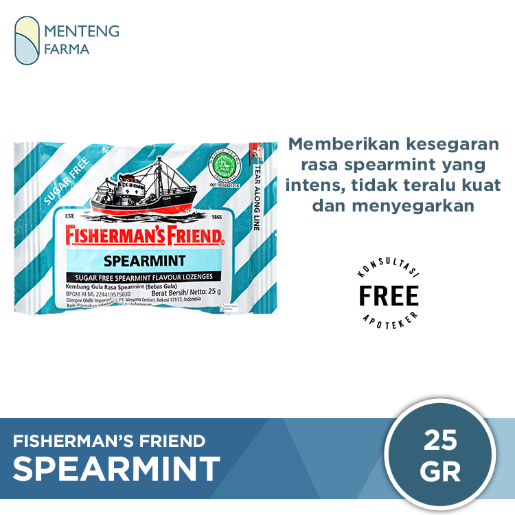 Fisherman's Friend Spearmint Sugar Free - Permen Pelega Tenggorokan - Menteng Farma