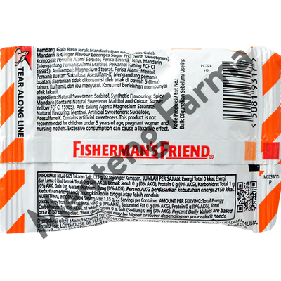 Fisherman's Friend Mandarin & Ginger Sugar Free - Permen Pereda Tenggorokan - Menteng Farma