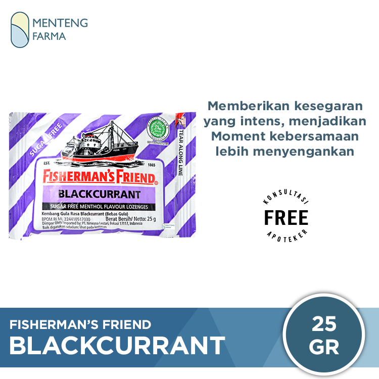 Fisherman's Friend Blackcurrant Sugar Free - Permen Pelega Tenggorokan - Menteng Farma