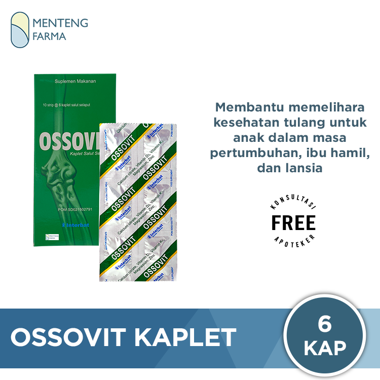 Ossovit 6 Kaplet - Suplemen Kesehatan Tulang - Menteng Farma