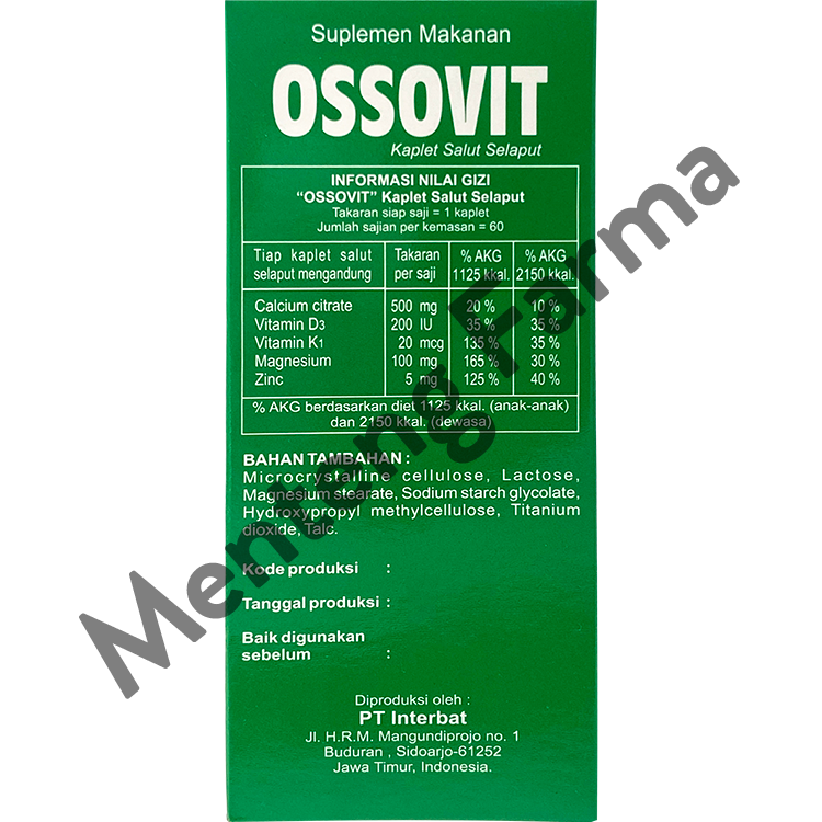 Ossovit 6 Kaplet - Suplemen Kesehatan Tulang - Menteng Farma