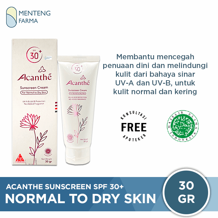 Acanthe Sunscreen SPF 30 For Normal to Dry Skin - Tabir Surya Kulit Normal