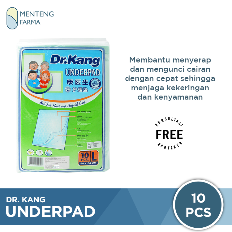 Dr. Kang Underpad Size L - Isi 10 pcs - Alas Ompol Sekali Pakai - Menteng Farma