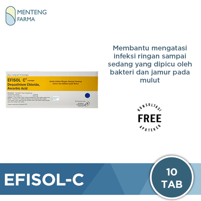 Efisol-C 10 Tablet - Obat Infeksi Jamur dan Bakteri pada Mulut - Menteng Farma