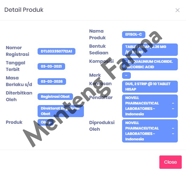 Efisol-C 10 Tablet - Obat Infeksi Jamur dan Bakteri pada Mulut - Menteng Farma