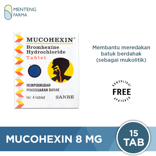 Mucohexin 8 mg 4 Tablet - Obat Pengencer Dahak - Menteng Farma