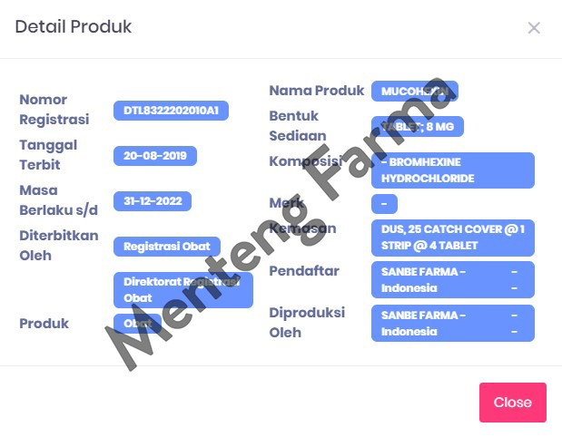 Mucohexin 8 mg 4 Tablet - Obat Pengencer Dahak - Menteng Farma