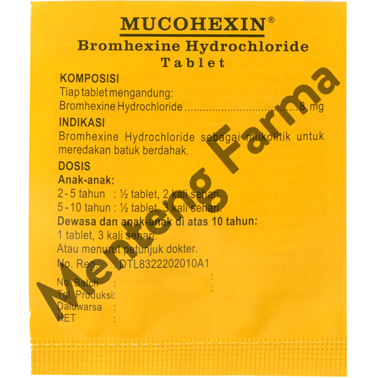 Mucohexin 8 mg 4 Tablet - Obat Pengencer Dahak - Menteng Farma