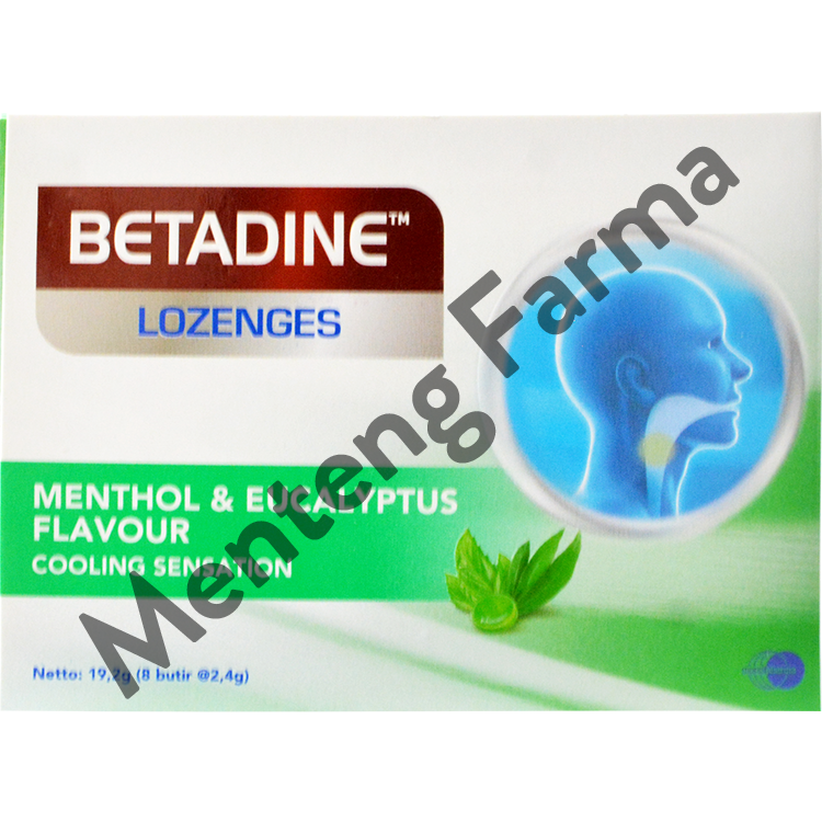 Betadine Lozenges Menthol & Eucalyptus 8 Butir - Tablet Hisap Antiseptik - Menteng Farma