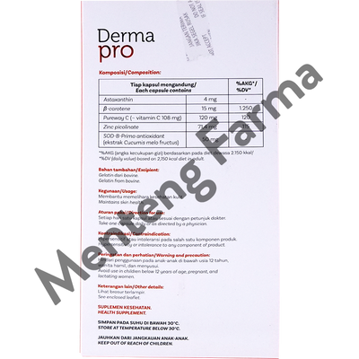 Derma Pro 6 Kapsul - Suplemen Kesehatan Kulit - Menteng Farma