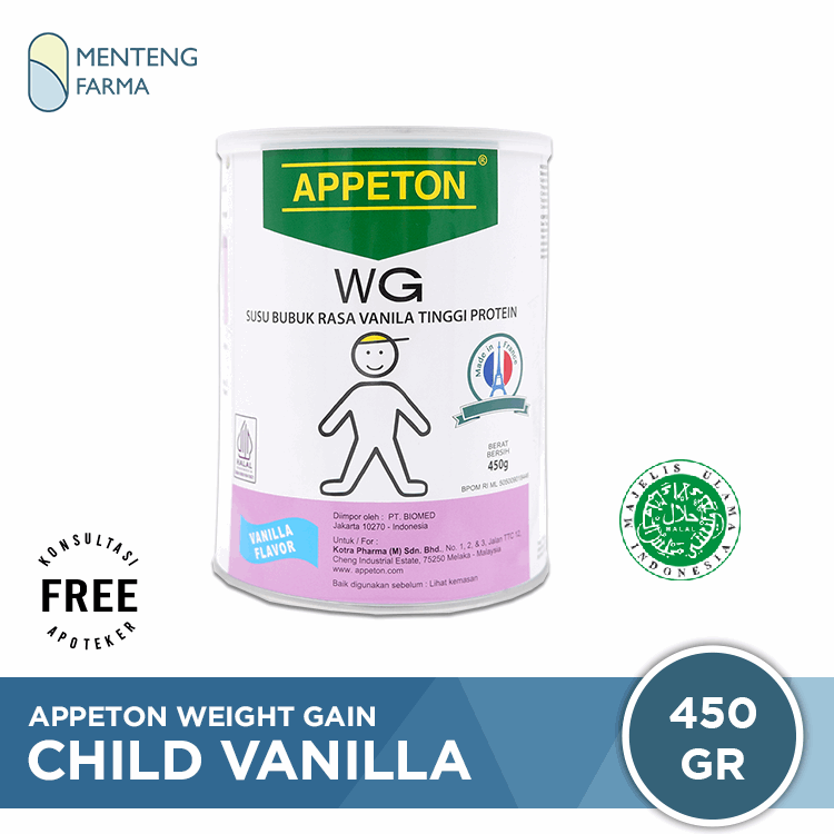 Appeton Weight Gain Child Vanila 450 gr - Susu Tinggi Protein Penambah Berat Badan