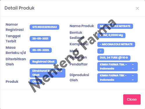 Miconazole 2% Cream 10 Gr - Menteng Farma