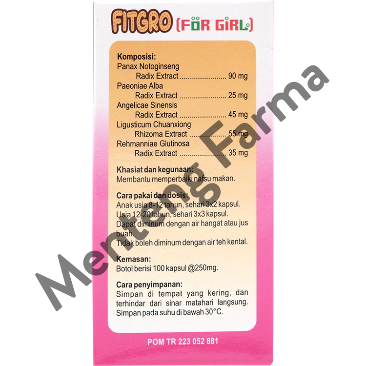 Fitgro For Girl - Suplemen Pertumbuhan Anak - Menteng Farma