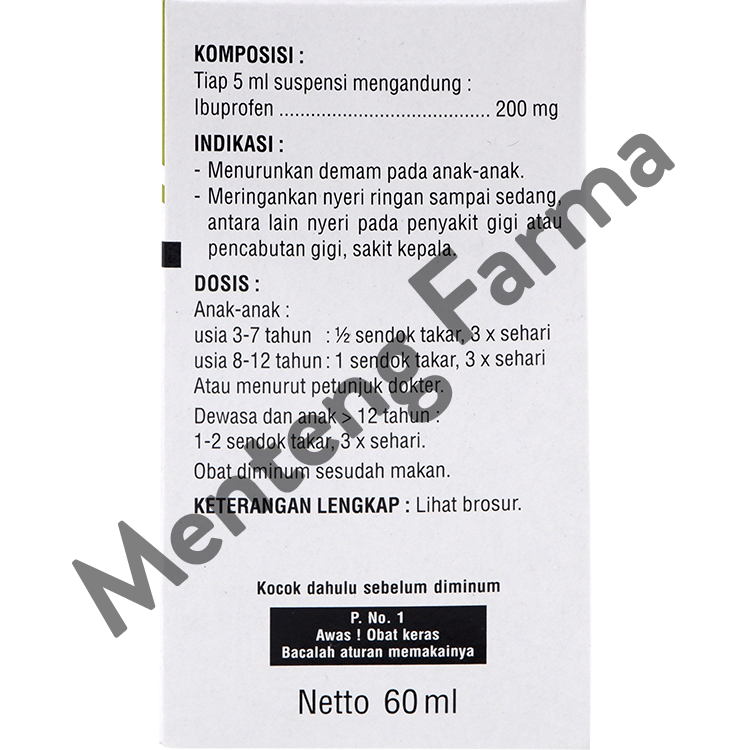 Ostarin Forte 200 mg/5 ml Sirup 60 ml - Pereda Demam dan Nyeri - Menteng Farma