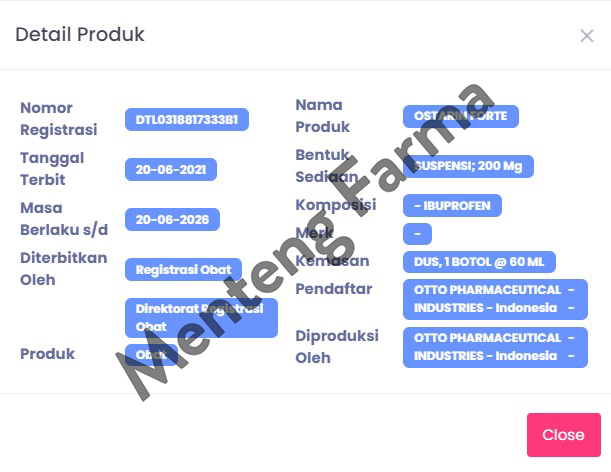 Ostarin Forte 200 mg/5 ml Sirup 60 ml - Pereda Demam dan Nyeri - Menteng Farma