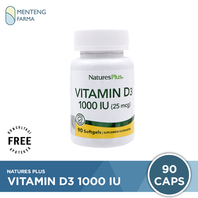 Natures Plus Vitamin D3 1000 IU 90 Kapsul Lunak - Suplemen Vitamin D - Menteng Farma