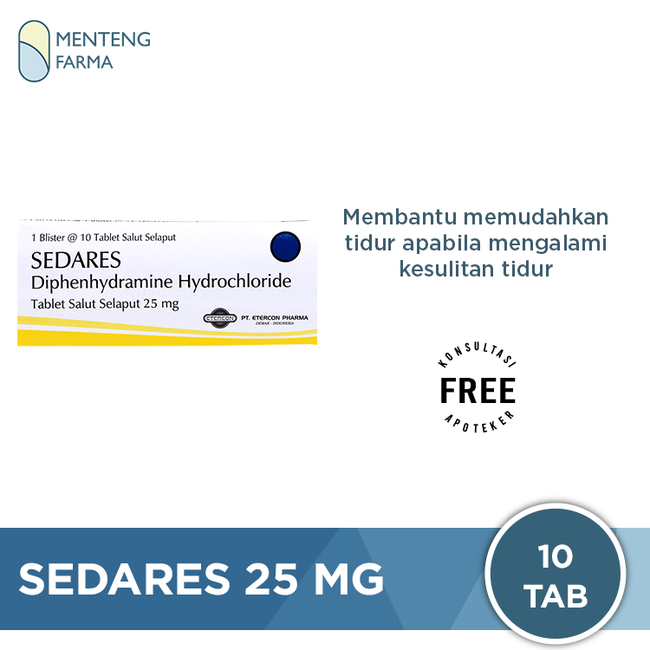 Sedares 25 Mg 10 Tablet - Membantu Meringankan Gangguan Sulit Tidur - Menteng Farma